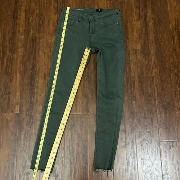 AG ADRIANO GOLDSCHMIED Super Skinny The Legging Ankle Jeans Raw Hem Green - Picture 10 of 11